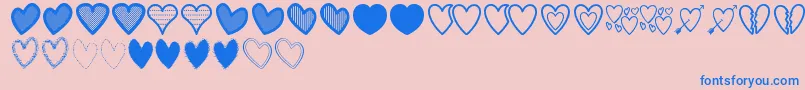 HeartsSt-Schriftart – Blaue Schriften auf rosa Hintergrund