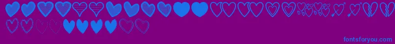 HeartsSt-Schriftart – Blaue Schriften auf violettem Hintergrund