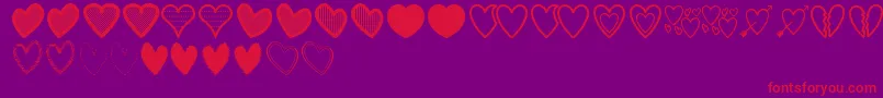 HeartsSt-Schriftart – Rote Schriften auf violettem Hintergrund