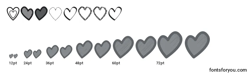 Размеры шрифта HeartsSt