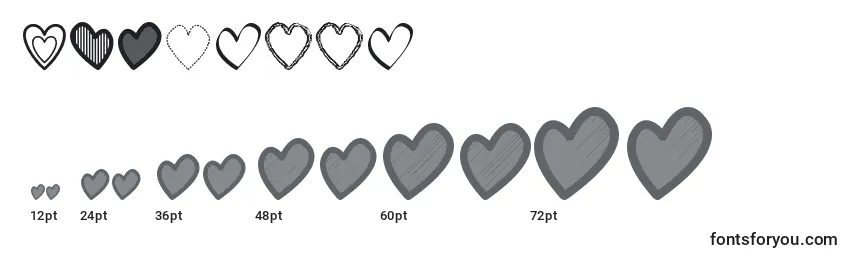 Größen der Schriftart HeartsSt