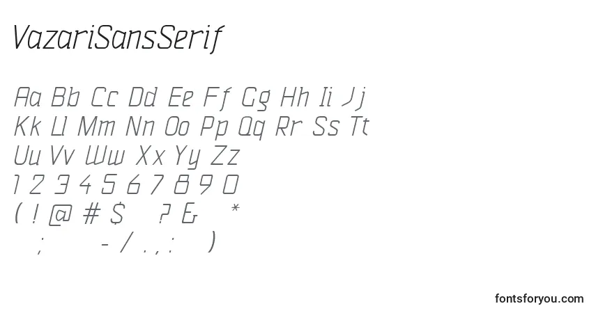 Czcionka VazariSansSerif – alfabet, cyfry, specjalne znaki