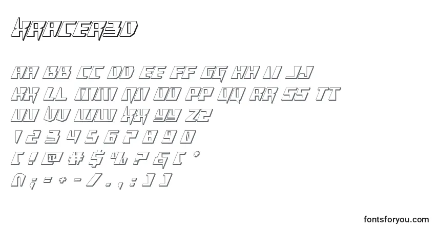 Schriftart Xracer3D – Alphabet, Zahlen, spezielle Symbole