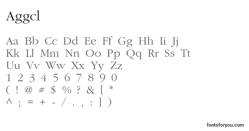 Czcionka Aggcl – alfabet, cyfry, specjalne znaki