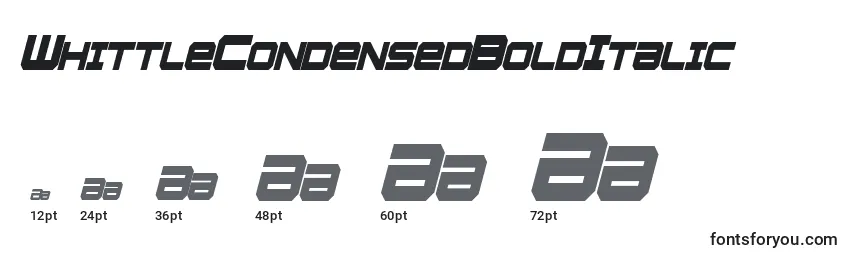 WhittleCondensedBoldItalic Font Sizes