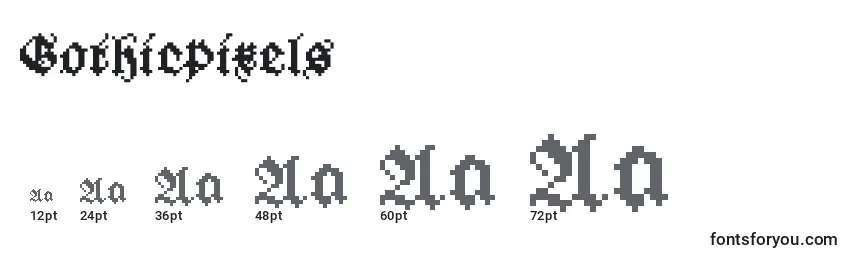 Größen der Schriftart Gothicpixels