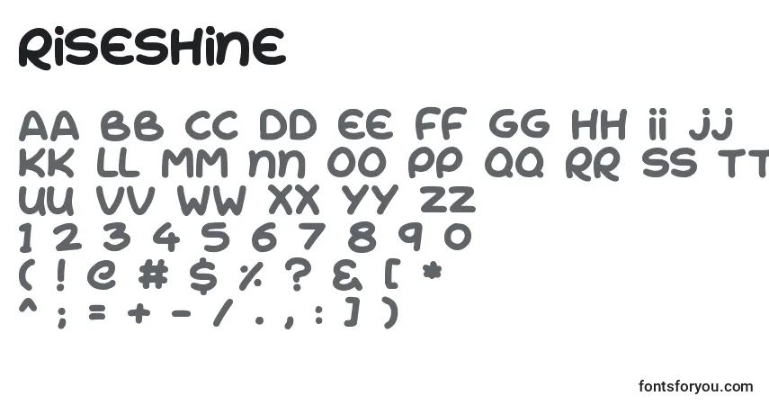 A fonte RiseShine – alfabeto, números, caracteres especiais