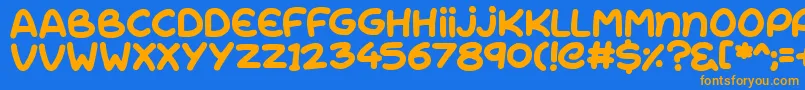 RiseShine-Schriftart – Orangefarbene Schriften auf blauem Hintergrund