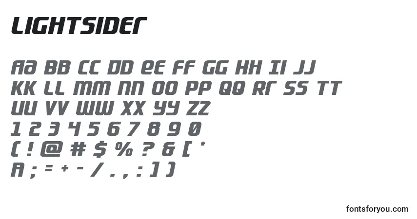 Schriftart Lightsider – Alphabet, Zahlen, spezielle Symbole