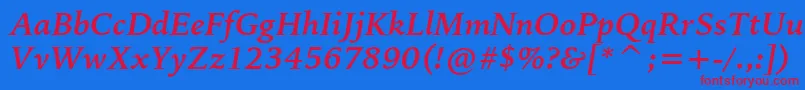 BitstreamIowanOldStyleBoldItalicBt Font – Red Fonts on Blue Background