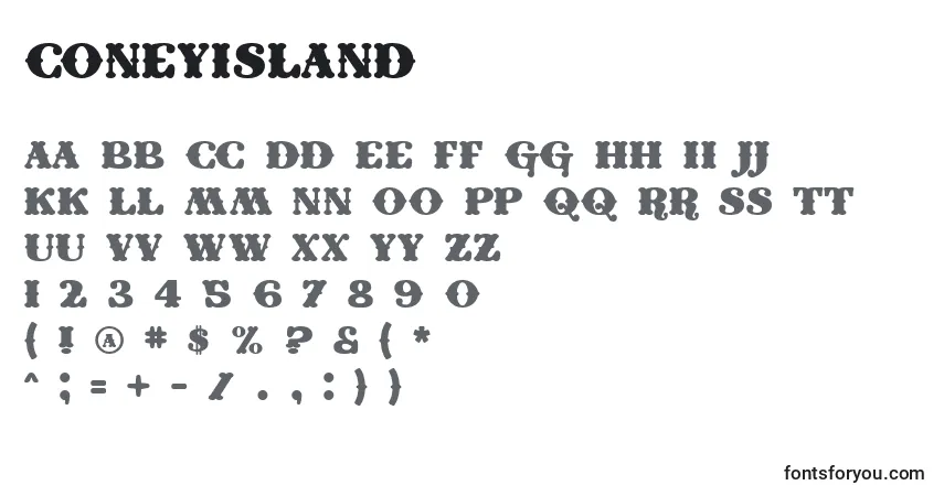 Schriftart ConeyIsland – Alphabet, Zahlen, spezielle Symbole