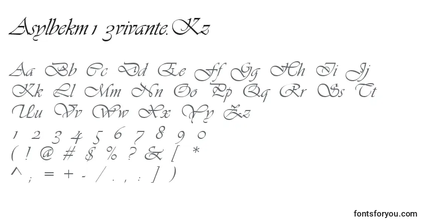 Czcionka Asylbekm13vivante.Kz – alfabet, cyfry, specjalne znaki