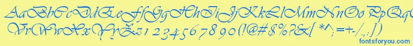 Asylbekm13vivante.Kz Font – Blue Fonts on Yellow Background