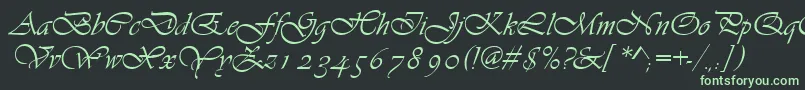 フォントAsylbekm13vivante.Kz – 黒い背景に緑の文字