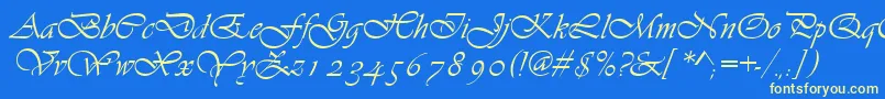 Fonte Asylbekm13vivante.Kz – fontes amarelas em um fundo azul