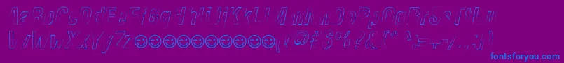 NewsideFpOutlineItalic Font – Blue Fonts on Purple Background