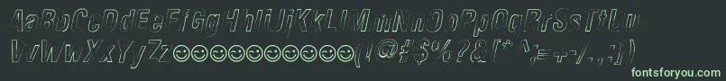 NewsideFpOutlineItalic Font – Green Fonts on Black Background