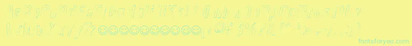 NewsideFpOutlineItalic Font – Green Fonts on Yellow Background