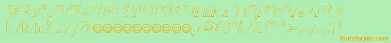 NewsideFpOutlineItalic Font – Orange Fonts on Green Background