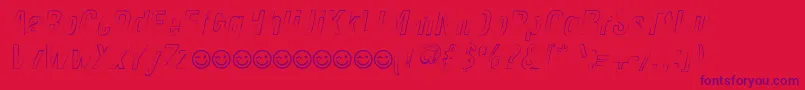 Fonte NewsideFpOutlineItalic – fontes roxas em um fundo vermelho