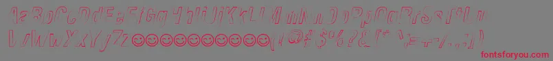 Czcionka NewsideFpOutlineItalic – czerwone czcionki na szarym tle