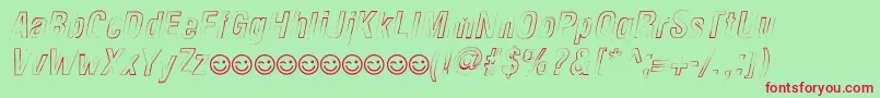 Czcionka NewsideFpOutlineItalic – czerwone czcionki na zielonym tle