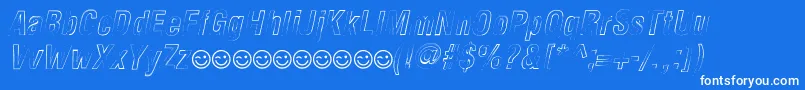 Шрифт NewsideFpOutlineItalic – белые шрифты на синем фоне