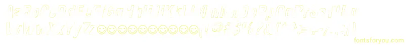 NewsideFpOutlineItalic-Schriftart – Gelbe Schriften auf weißem Hintergrund