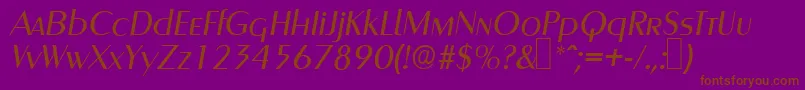 フォントGreyhoundItalic – 紫色の背景に茶色のフォント