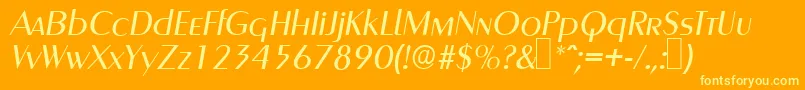 Fonte GreyhoundItalic – fontes amarelas em um fundo laranja