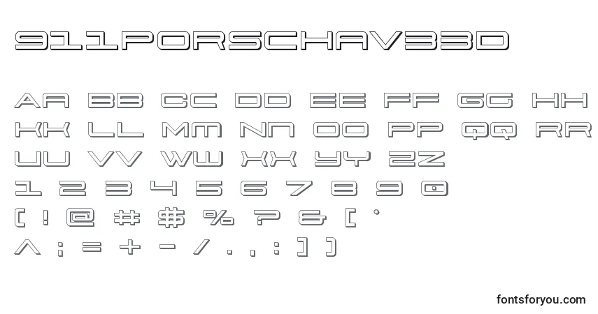 Schriftart 911porschav33D – Alphabet, Zahlen, spezielle Symbole