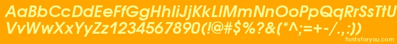 AvantgardegothicbttBolditalic Font – Yellow Fonts on Orange Background