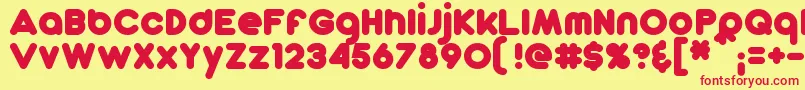 DunkinSansBold-fontti – punaiset fontit keltaisella taustalla