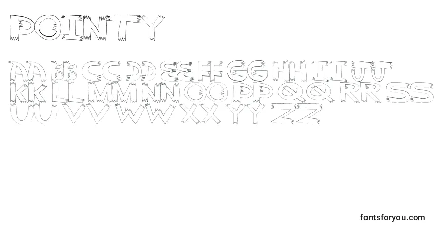 Pointy-fontti – aakkoset, numerot, erikoismerkit