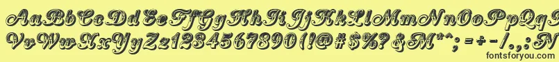 CountryWesternScript Font – Black Fonts on Yellow Background