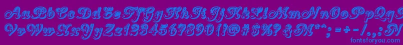 CountryWesternScript Font – Blue Fonts on Purple Background