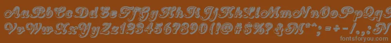 CountryWesternScript-Schriftart – Graue Schriften auf braunem Hintergrund