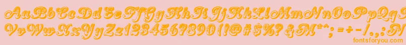 CountryWesternScript-Schriftart – Orangefarbene Schriften auf rosa Hintergrund