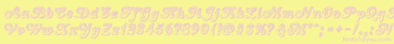 CountryWesternScript-Schriftart – Rosa Schriften auf gelbem Hintergrund