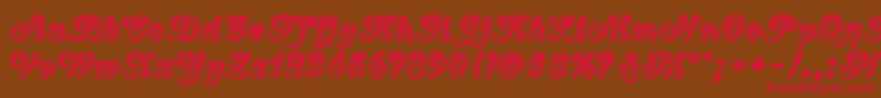 Czcionka CountryWesternScript – czerwone czcionki na brązowym tle