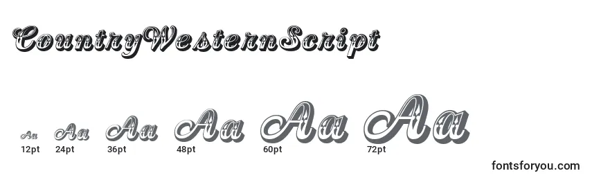 CountryWesternScript Font Sizes