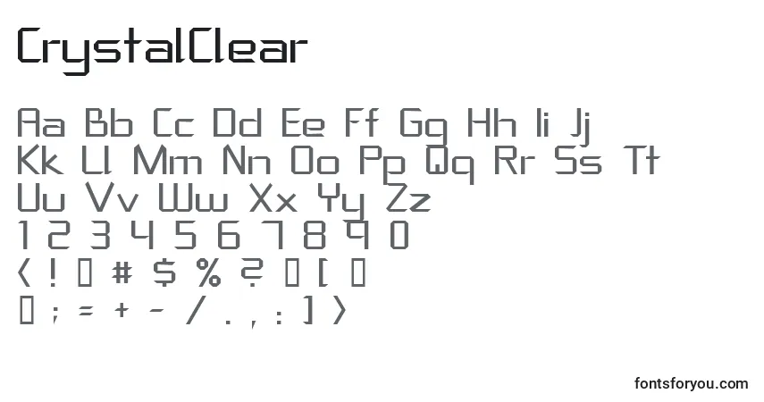 Schriftart CrystalClear – Alphabet, Zahlen, spezielle Symbole