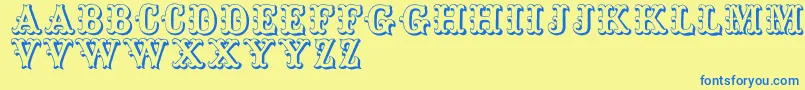 Toskanischeegyptienneinitialen Font – Blue Fonts on Yellow Background