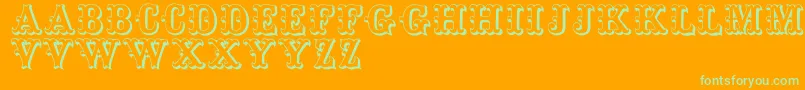 Toskanischeegyptienneinitialen Font – Green Fonts on Orange Background