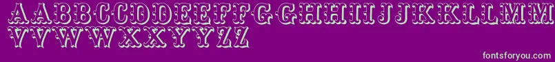 Toskanischeegyptienneinitialen Font – Green Fonts on Purple Background