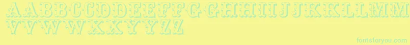 Toskanischeegyptienneinitialen Font – Green Fonts on Yellow Background