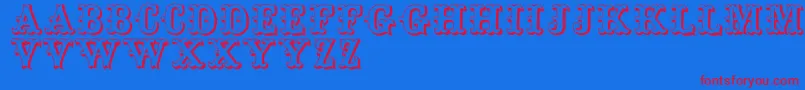 Toskanischeegyptienneinitialen Font – Red Fonts on Blue Background