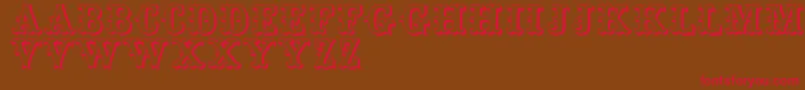 Toskanischeegyptienneinitialen-Schriftart – Rote Schriften auf braunem Hintergrund