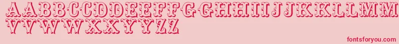 Toskanischeegyptienneinitialen-Schriftart – Rote Schriften auf rosa Hintergrund