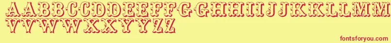 Toskanischeegyptienneinitialen Font – Red Fonts on Yellow Background
